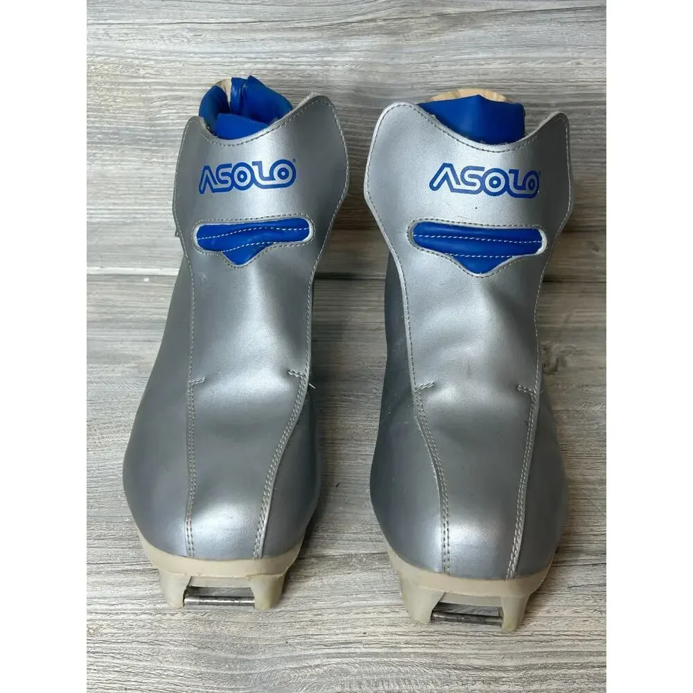 Vintage ASOLO NNN 420 Nordic Cross Country Ski Boots Men's 9.5 Silver